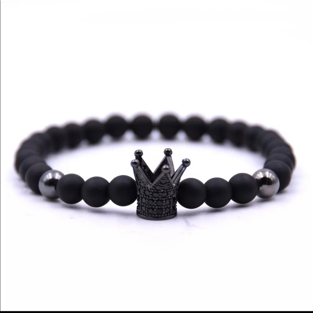 Men’s Black onyx gemstone Stretch bracelet